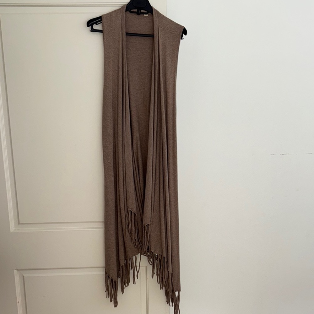 Brown Fringe Open Vest